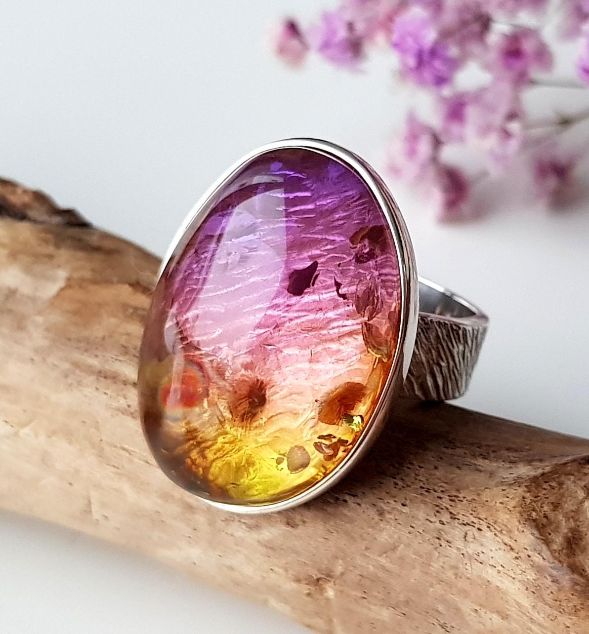 Three Color Amber Ring - Etsy