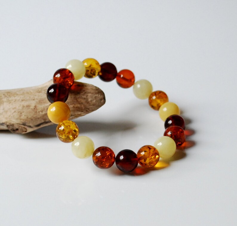 Multicolored amber bracelet Amber beaded bracelet 11,8 mm amber beads Multicolor genuine Baltic amber bracelet Women amber jewelry