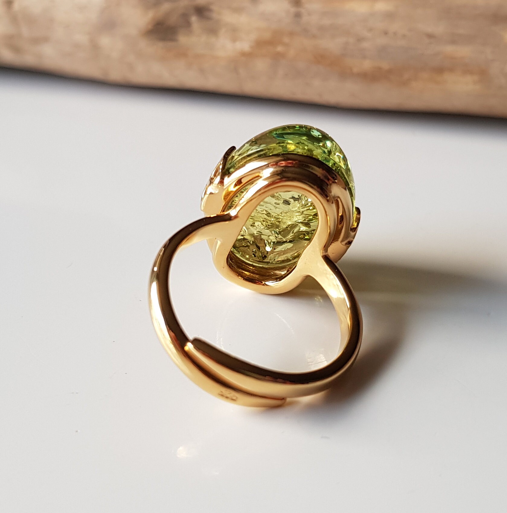Bague En Argent 925 Avec Ambre Véritable Vert De La Baltique - Taille Au Choix - Neuf Avec étiquettes