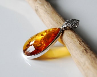 Argent Sterling et Baltique Miel Ambre Ring "GOUTTES" Argent Sterling et Baltique Miel Ambre Ring "GOUTTES"