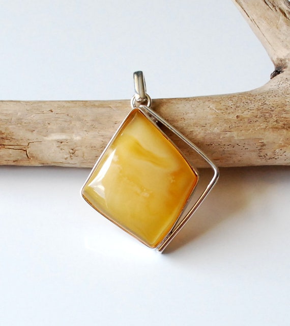 Natural Baltic Amber Pendant Amber and Sterling Silver 925 Pendant Yellow Amber Jewelry for Her Milky Amber Pendant Untreated Amber Etsy