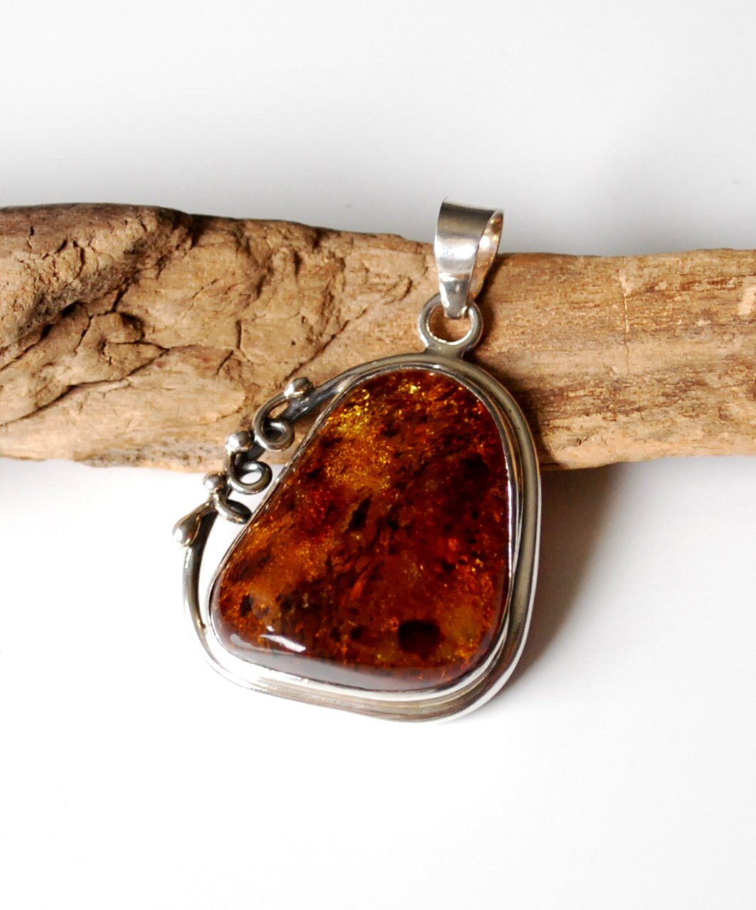 Natural Cognac Baltic Amber Pendant Amber and Sterling Silver - Etsy