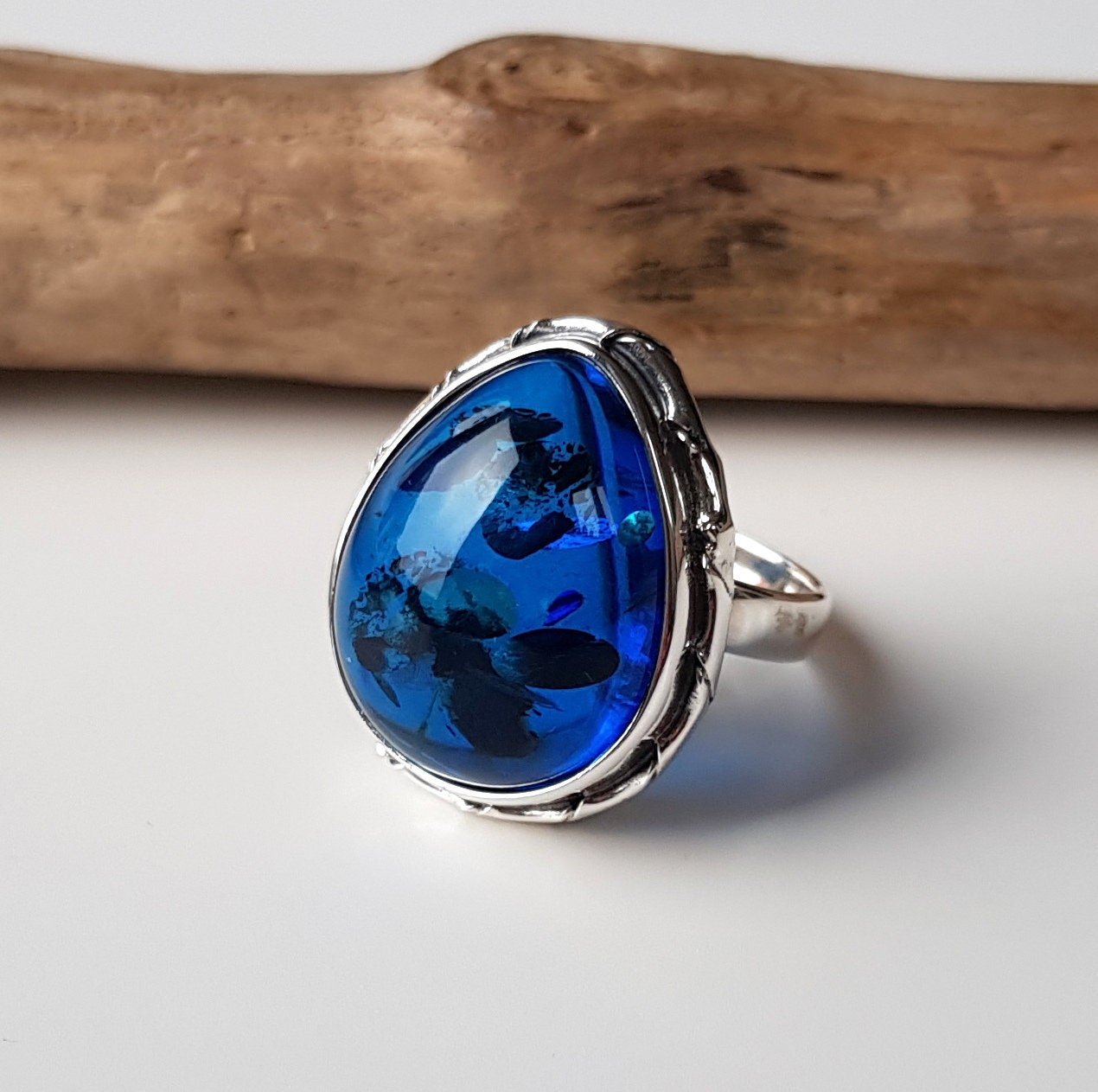 Blue sale amber ring