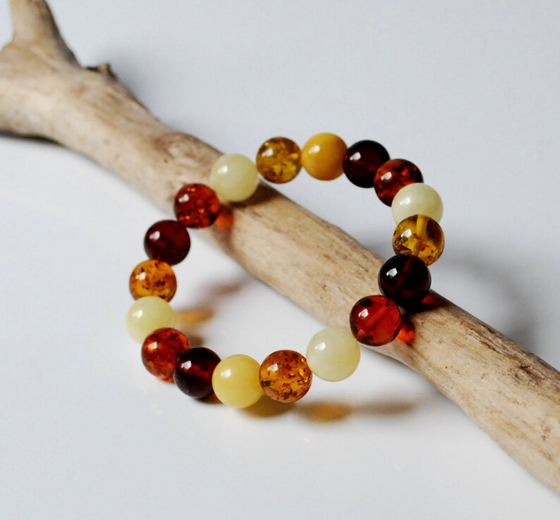 Multicolored amber bracelet Amber beaded bracelet 11,8 mm amber beads Multicolor genuine Baltic amber bracelet Women amber jewelry