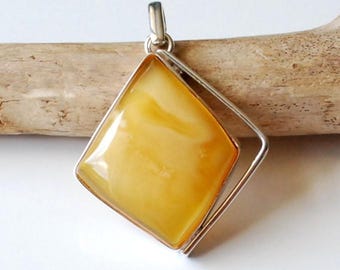 Natürlicher Baltischer Bernstein Anhänger, Bernstein Und Sterlingsilber 925 Anhänger, Gelber Bernstein Schmuck Für Sie, Milchiger Bernstein Anhänger, Unbehandelter Bernstein