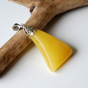Solid Baltic Amber Pendant, Natural Baltic Amber Pendant, Yellow Amber Pendant, Amber And Sterling Silver Pendant, Amber Jewelry
