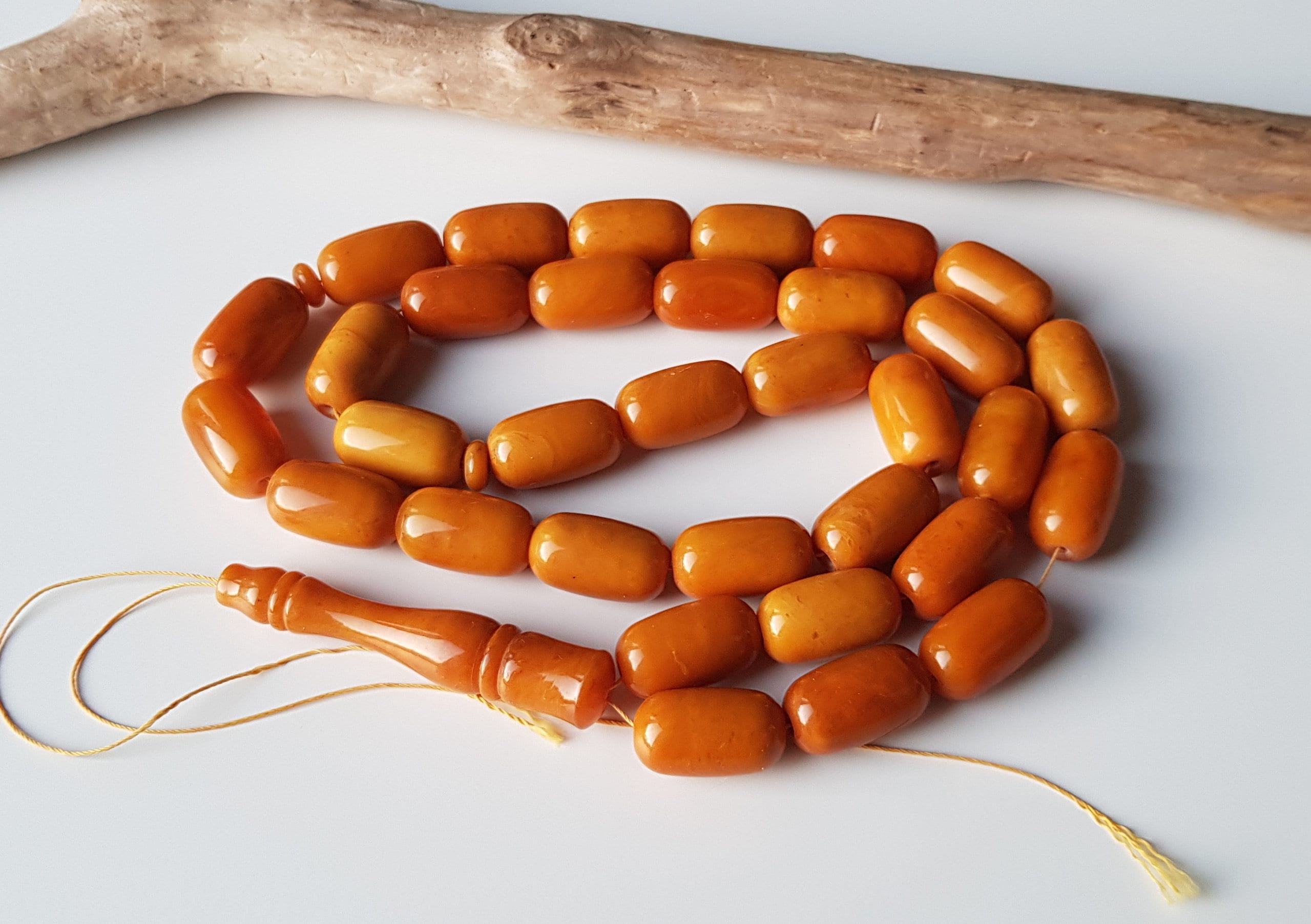 90 G Butterscotch Baltic Amber Prayer Beads, Islamic Prayer Beads