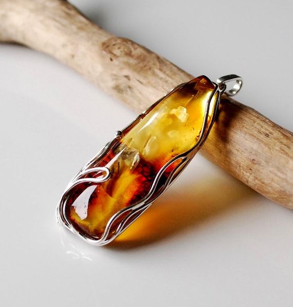 21 5 G Natural Baltic Amber Pendant Amber and Sterling Silver