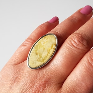 White Baltic amber ring, Solid amber and silver ring, Amber and sterling silver ring, Milky amber ring, Amber jewellery, Ring with amber