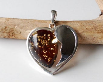 Huge Baltic amber heart pendant, Unique amber color, Natural amber jewelry, Amber heart, Natural amber heart, Valentine's Day gift