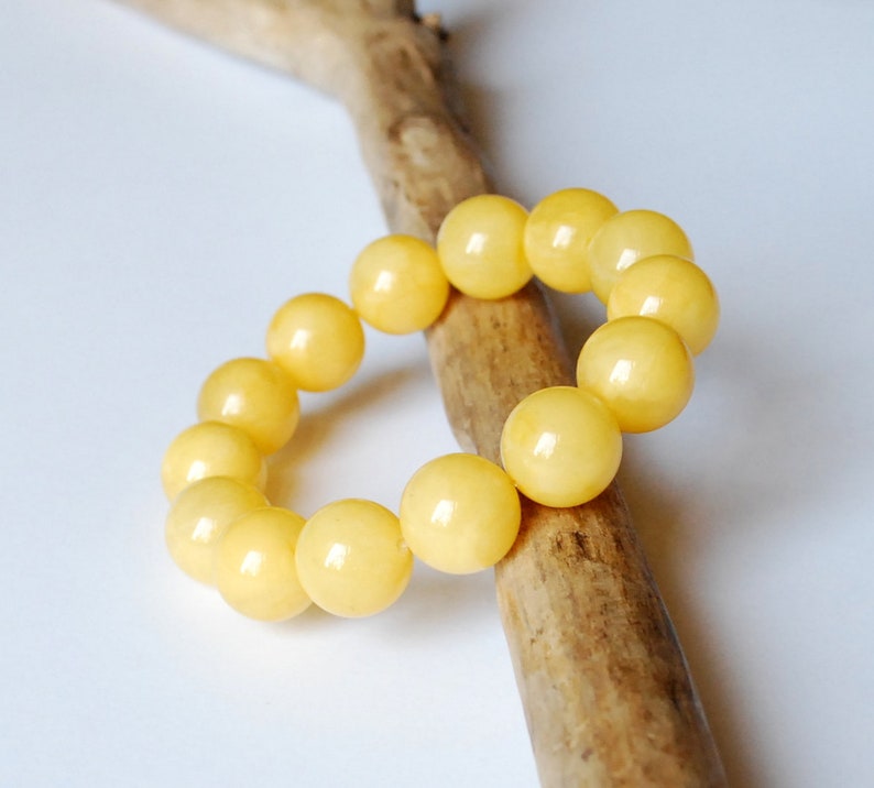 Egg Yolk Amber Beads Unisex Amber Jewelry Amber Beaded Bracelet Organic Bracelet 15,5 mm Yellow Baltic Amber Beaded Bracelet Amber Gift