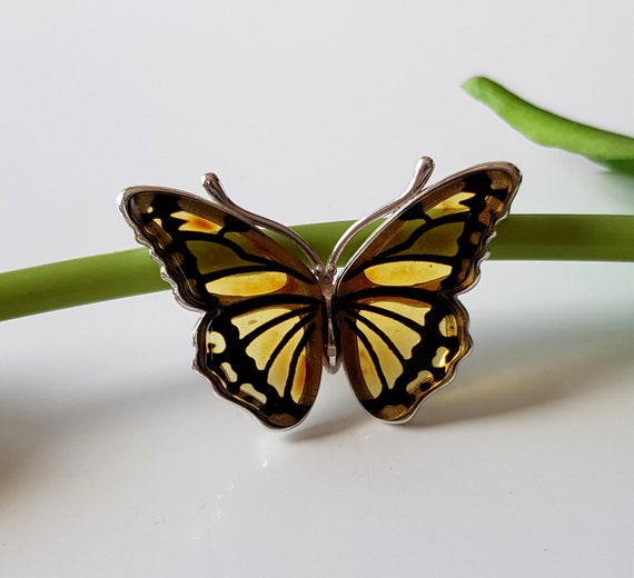 Ciondolo Ambra Farfalla - Pietra Preziosa Con Resina 4x2x5 Cm Per Gioielli Fai Da Te - Foto 2