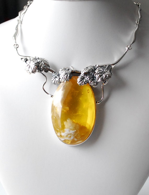 Amber and hotsell sterling silver necklace