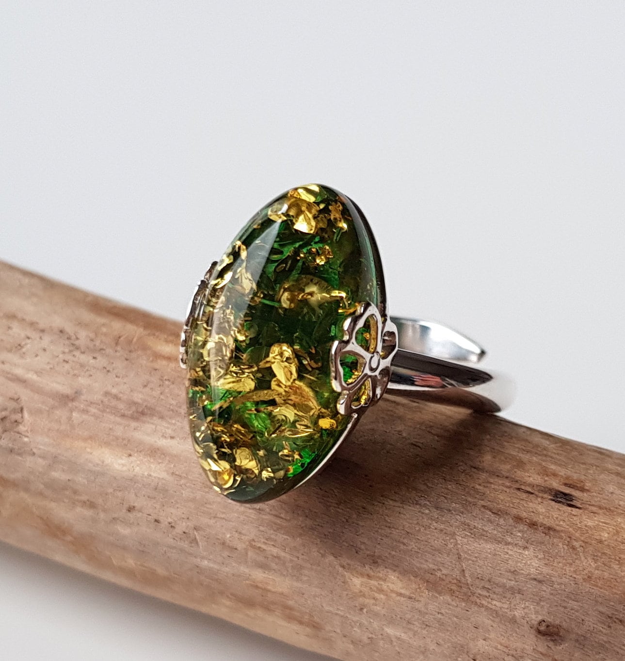 Green amber jewelry sale