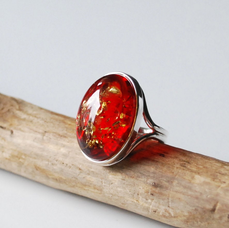 Red cheap amber ring
