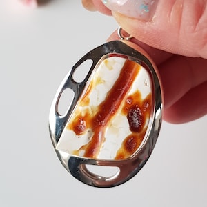 Stunning and rare amber color, Baltic amber pendant, White amd toffi amber and silver pendant, Natural amber pendant, Unique amber pendant