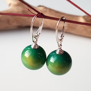 Cloudy blue Baltic amber dangle earrings, Blue-white amber beaded earrings, Amber dangle earrings, Blue amber and sterling silver earrings