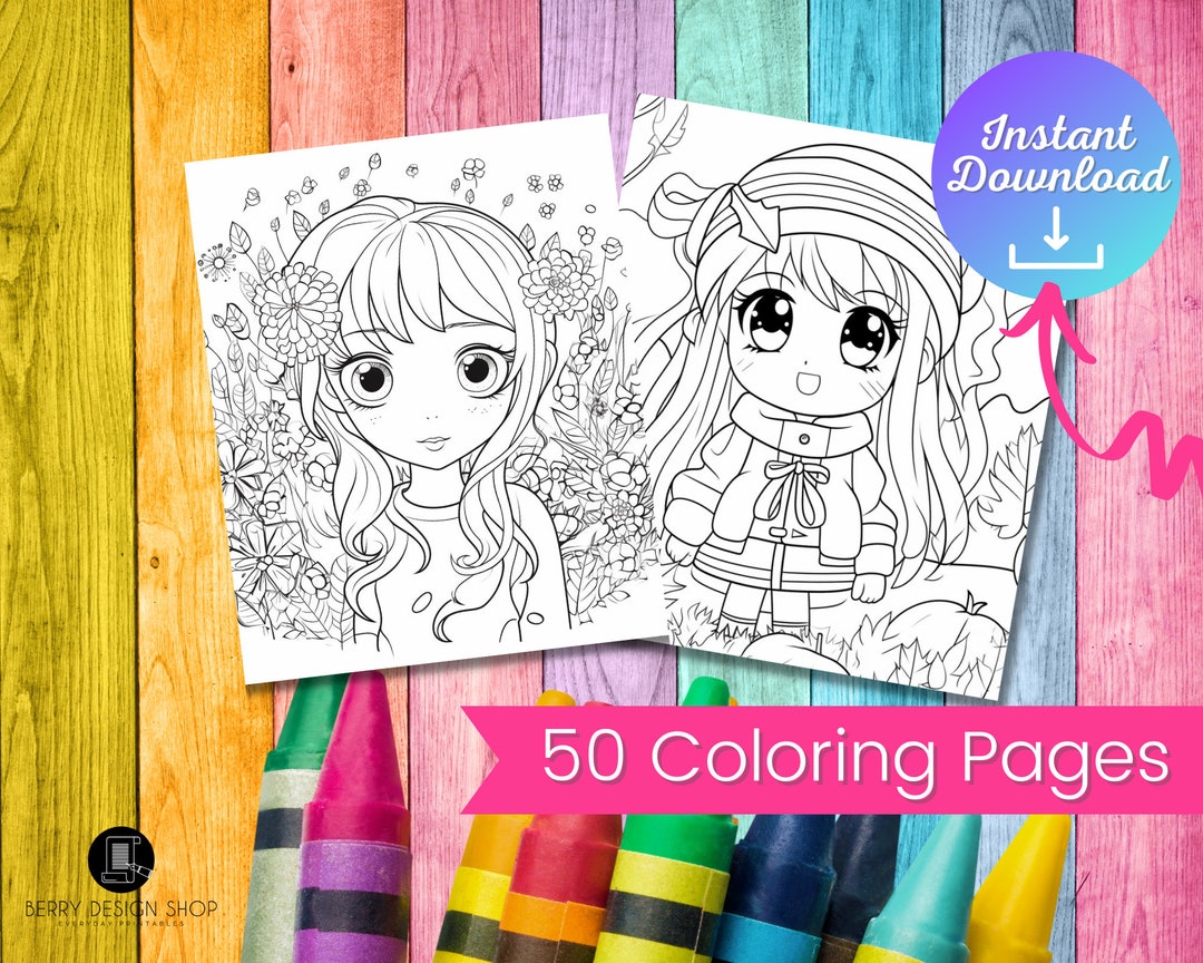 Girls Coloring Pages, Instant Download, 50 Pages - Etsy
