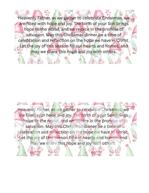 Christmas Prayer ver 2, Prayer, 8.5x 5.5 size, various designs