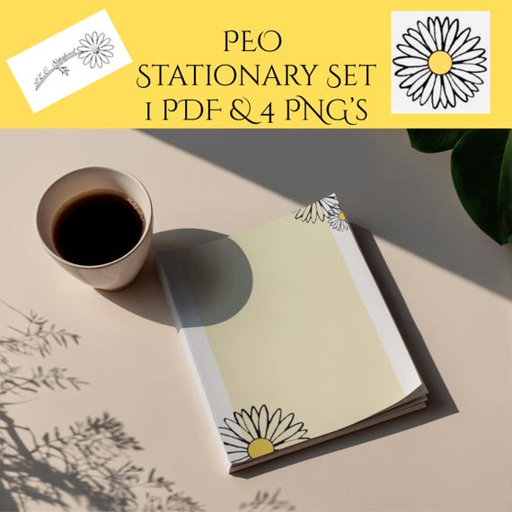PEO Stationary Paper, 4 different designs,5.5x8 size, digital download