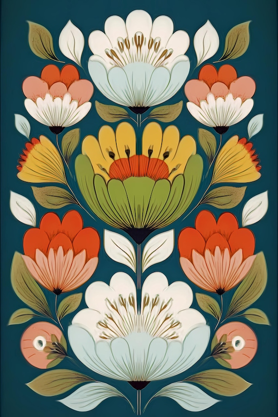 24 Scandinavian Nordic Floral Patterns various Backgrounds Set 5