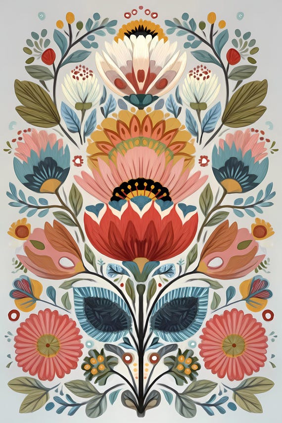 24 Scandinavian Nordic Floral Patterns various Backgrounds Set 2