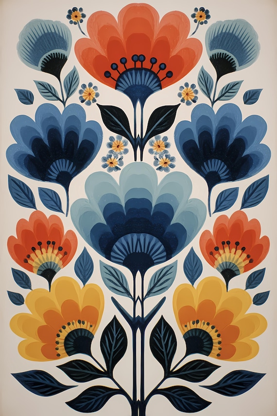 16 Scandinavian Nordic Floral Patterns various Backgrounds Set 1