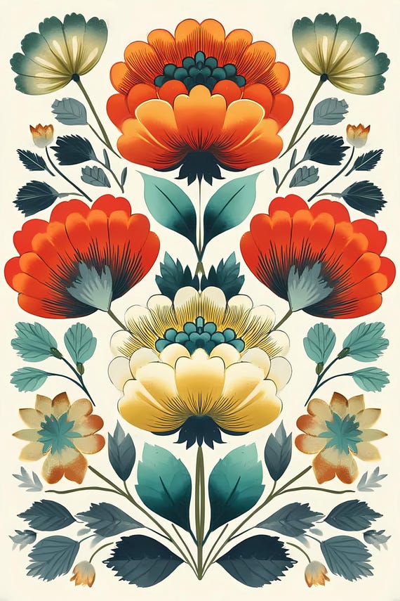 24 Scandinavian Nordic Floral Patterns various Backgrounds Set 3