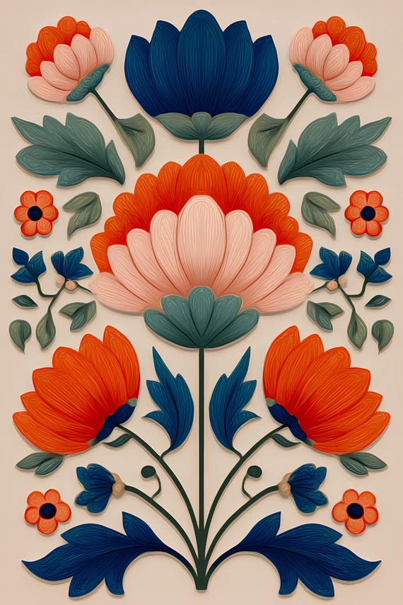 24 Scandinavian Nordic Floral Patterns various Backgrounds Set 6