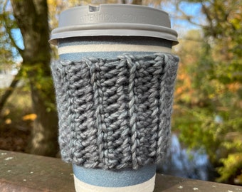 Handmade cup cozie, to go cup hand warmer