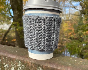 Handmade cup cozie, to go cup hand warmer