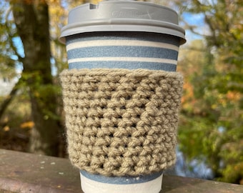 Handmade cup cozie, to go cup hand warmer