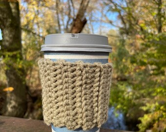 Handmade cup cozie, to go cup hand warmer