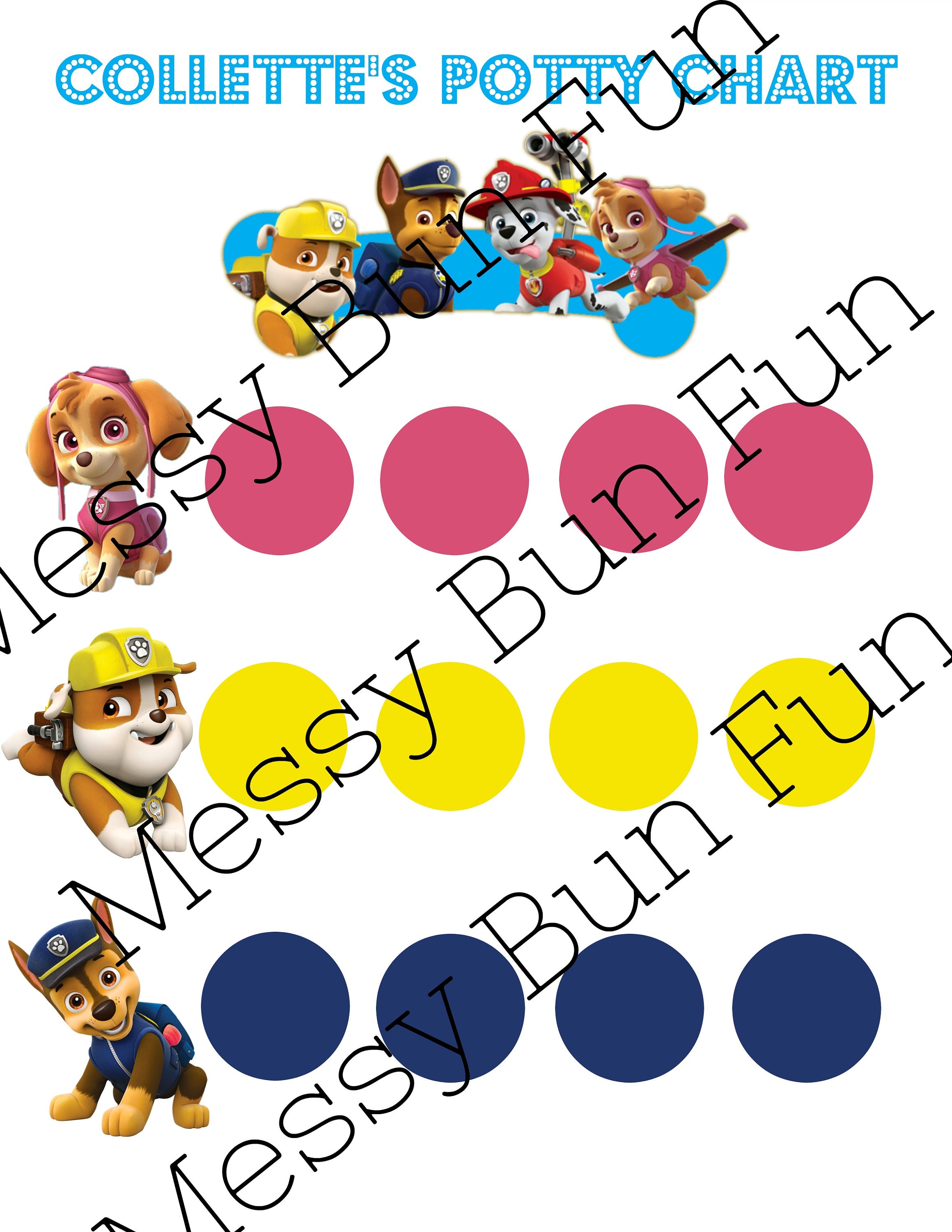 Toddler Paw Patrol Potty Training Chart Etsy