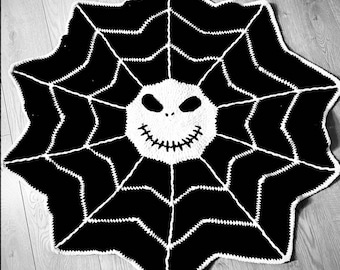 Patrón de manta de telaraña de ganchillo de Jack Skellington