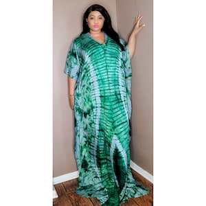 Adire Bubu/ maxi Dress -Silk satin kaftan - African print  tie dye bubu boubou agbada abaya Adire ethnic maxi dress - one size fits  all