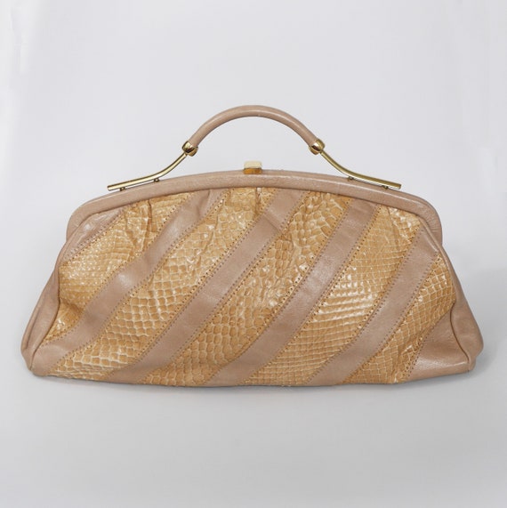 beige snakeskin bag