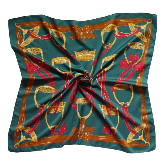 Green Vintage Scarf Vintage Hair Scarf Vintage Hea