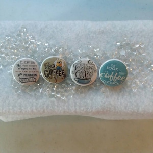 coffee lovers caffeine coffee o&#39;clock gifts. Set of 4. 1in round magnet