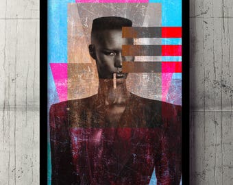 Grace Jones | Abstract giclée print | Fashion art | Music art | Colourful art | 80s art | Geometric art | Retro art |  Art prints  | Decor