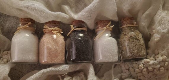5 Salt Kit Set (Kosher, Himalayan, Black, Sea, and Herb Protection Salt)
