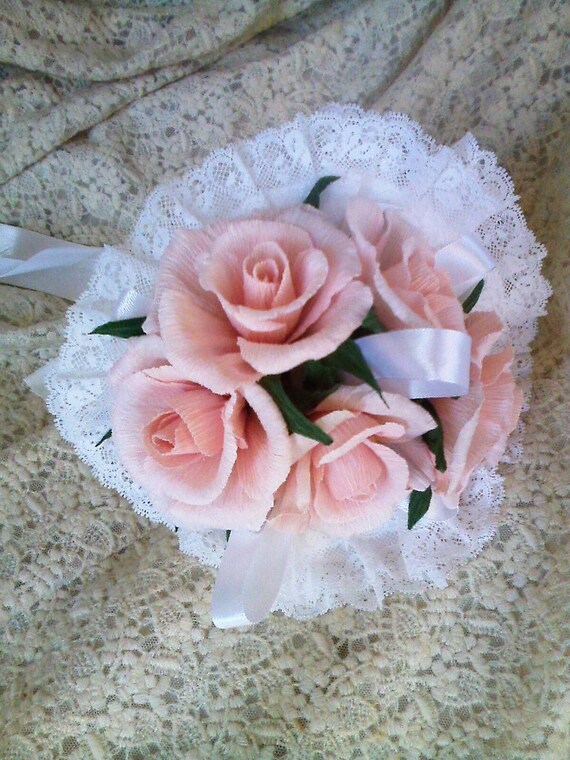 Bouquet Da Sposa Comunione Con Calle E Rose In Carta Crespa