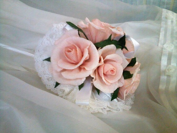 Bouquet Da Sposa Comunione Con Calle E Rose In Carta Crespa