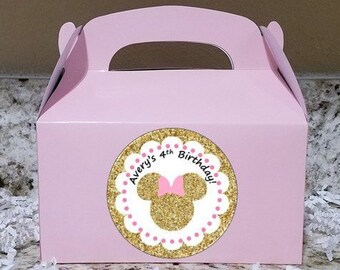 Glitter Mickey with bow Tie Baby Shower Treat Bags Candy Favor PERSONALIZED SET of 12-Fully Assembled with Tissue~Mini Size Free Ship!