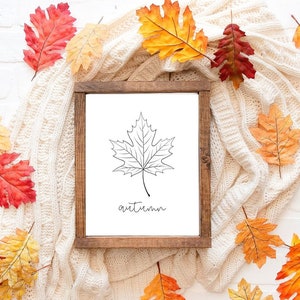 Autumn Leaf Printable, Simple Fall Wall Art, Simple Autumn Wall Art, Digital Download, Fall Leaf, Autumn Leaf, Instant Download