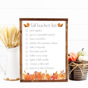 Fall Bucket List, Fall Activity List, Digital Download, Fall Printable, Fall Bucket List With Activities