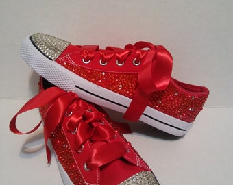 red bedazzled converse