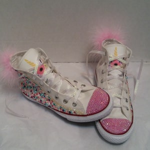 Kid's Unicorn Bling Converse with a puff