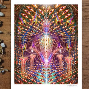 Trådar av Tillblivelse - Handsignerat tryck - Visionärt tryck - Meditation - Tredje ögat - Andlig - Psykedelisk - Originalkonstverk