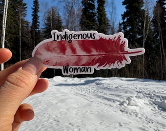 Indigenous Woman feather sticker, vinyl sticker, indigenous, feather